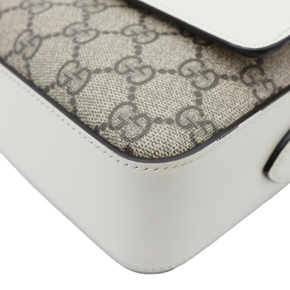 Gucci Horsebit 1955 Small GG Supreme Canvas Shoulder Bag White 645454 - Picture 6 of 15